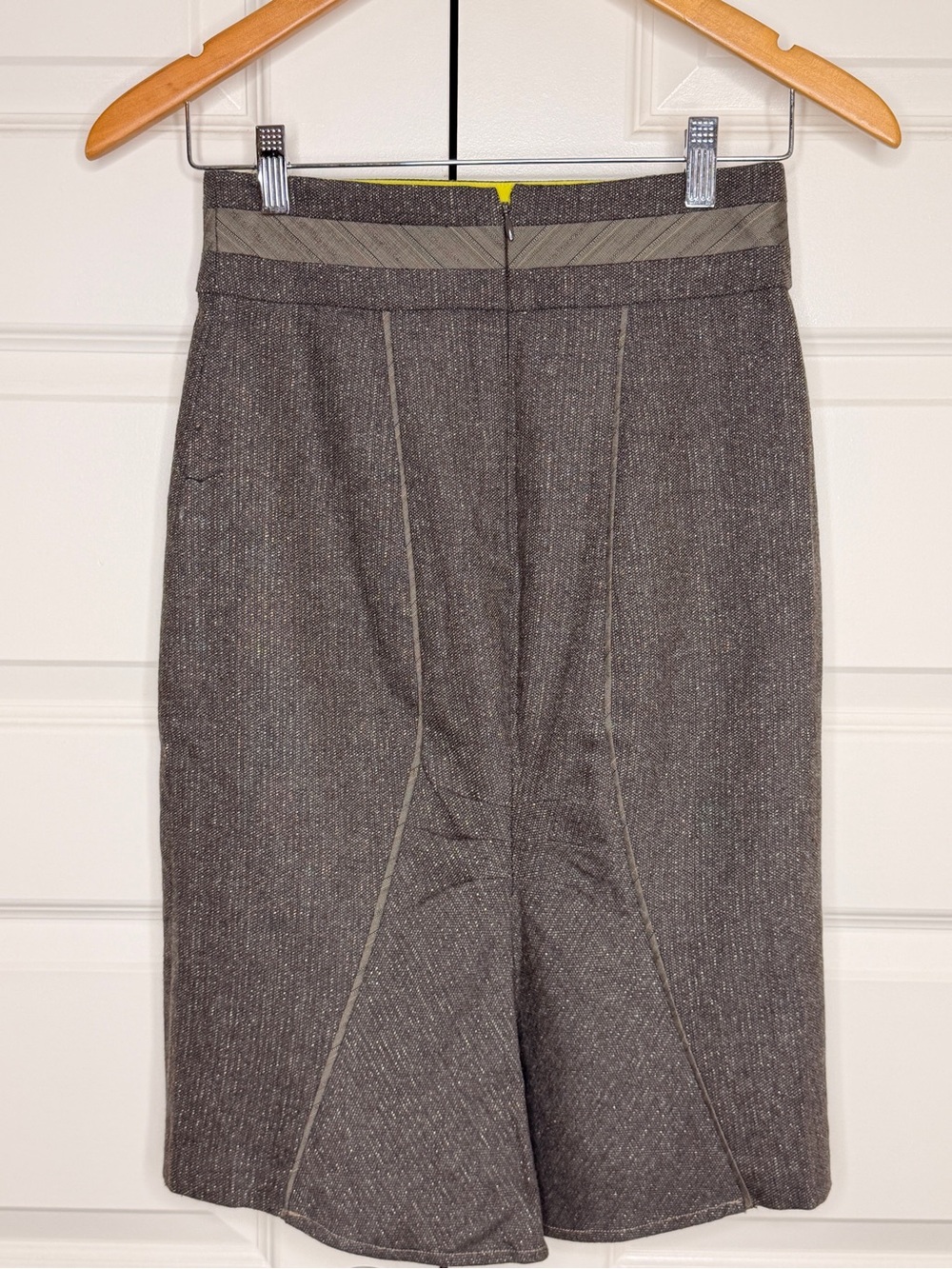 bebe Gray Pencil Skirt with Subtle Pinstripes